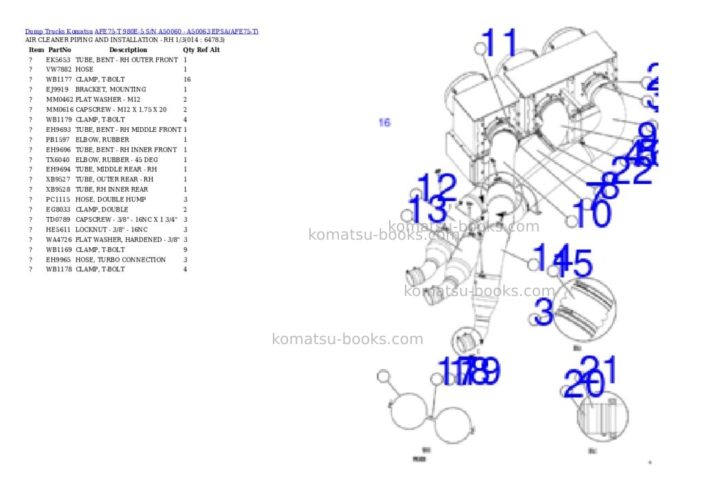 Komatsu AFE75-T 980E-5 S/N A50060 - A50063 EPSA Parts catalog cover Page 7