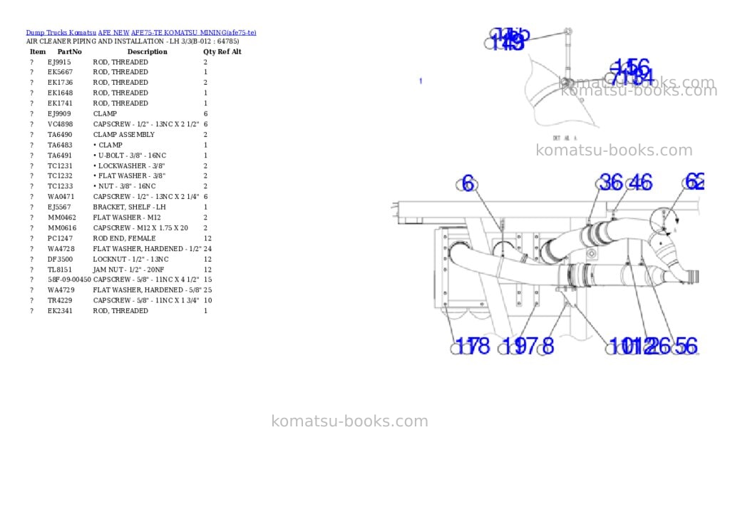Komatsu AFE75-TE KOMATSU MINING Parts catalog cover Page 6