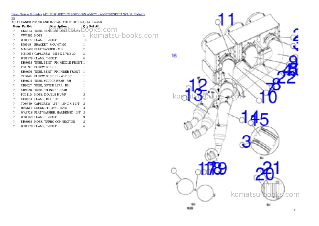Komatsu AFE75-W 980E-5 S/N A50071 - A50079 ESPERANZA SUR Parts catalog cover Page 7