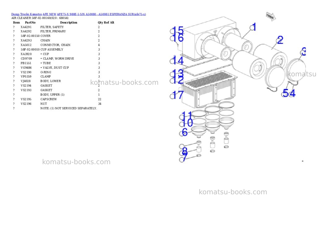 Komatsu AFE75-X 980E-5 S/N A50080 - A50081 ESPERANZA SUR Parts catalog cover Page 10
