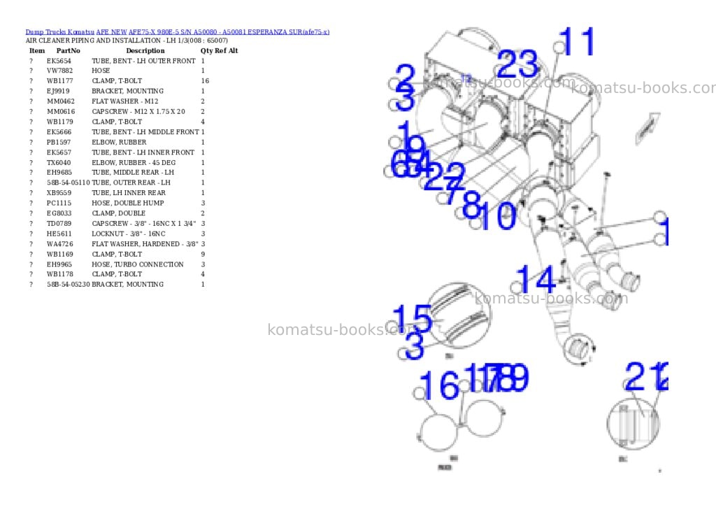 Komatsu AFE75-X 980E-5 S/N A50080 - A50081 ESPERANZA SUR Parts catalog cover Page 4