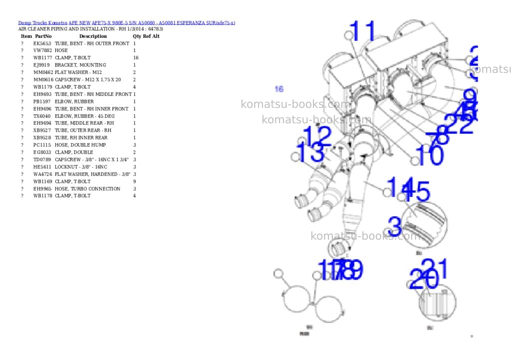 Komatsu AFE75-X 980E-5 S/N A50080 - A50081 ESPERANZA SUR Parts catalog cover Page 7