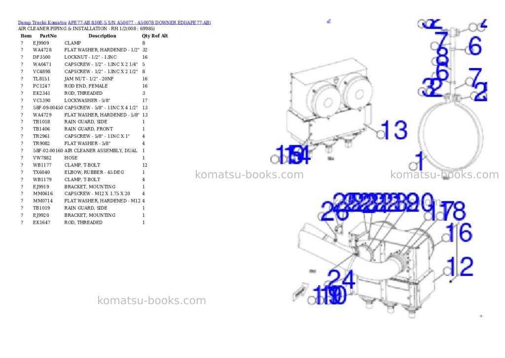 Komatsu AFE77-AB 830E-5 S/N A50077 - A50078 DOWNER EDI Parts catalog cover Page 4