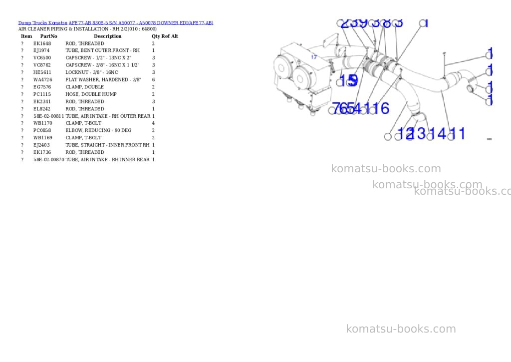 Komatsu AFE77-AB 830E-5 S/N A50077 - A50078 DOWNER EDI Parts catalog cover Page 5