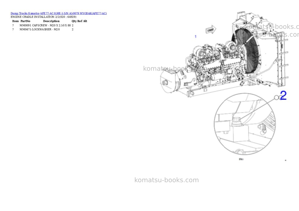 Komatsu AFE77-AC 830E-5 S/N A50079 WYODAK Parts catalog cover Page 10