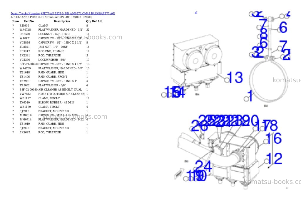 Komatsu AFE77-AG 830E-5 S/N A50087 LOMAS BAYAS Parts catalog cover Page 4 Komatsu AFE77-AG 830E-5 S/N A50087 LOMAS BAYAS Parts catalog cover Page 4