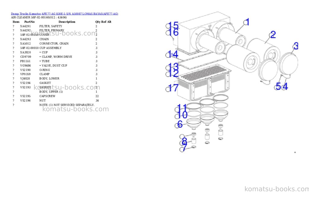 Komatsu AFE77-AG 830E-5 S/N A50087 LOMAS BAYAS Parts catalog cover Page 6 Komatsu AFE77-AG 830E-5 S/N A50087 LOMAS BAYAS Parts catalog cover Page 6