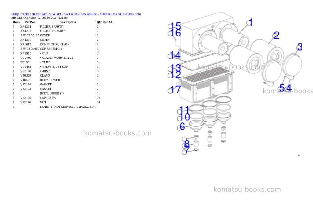 Komatsu AFE77-AH 830E-5 S/N A50088 - A50098 BMA STOCK Parts catalog cover Page 6 Komatsu AFE77-AH 830E-5 S/N A50088 - A50098 BMA STOCK Parts catalog cover Page 6