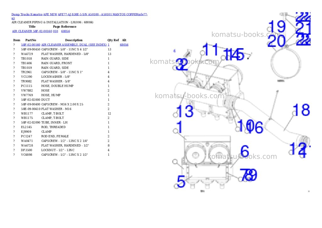 Komatsu AFE77-AJ 830E-5 S/N A50100 - A50101 MANTOS COPPER Parts catalog cover Page 3 Komatsu AFE77-AJ 830E-5 S/N A50100 - A50101 MANTOS COPPER Parts catalog cover Page 3