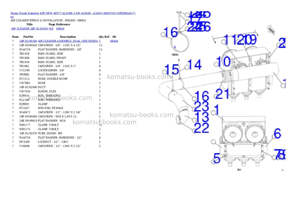 Komatsu AFE77-AJ 830E-5 S/N A50100 - A50101 MANTOS COPPER Parts catalog cover Page 4 Komatsu AFE77-AJ 830E-5 S/N A50100 - A50101 MANTOS COPPER Parts catalog cover Page 4