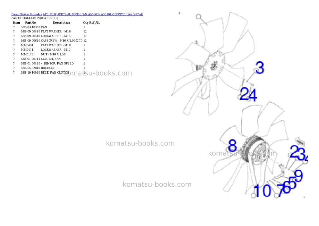 Komatsu AFE77-AL 830E-5 S/N A50103 - A50104 GOONYELLA Parts catalog cover Page 2