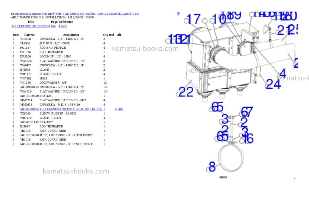 Komatsu AFE77-AL 830E-5 S/N A50103 - A50104 GOONYELLA Parts catalog cover Page 4