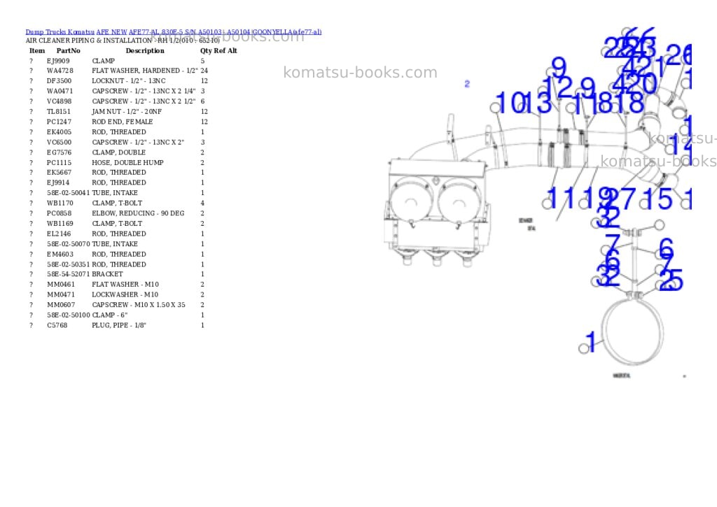 Komatsu AFE77-AL 830E-5 S/N A50103 - A50104 GOONYELLA Parts catalog cover Page 5