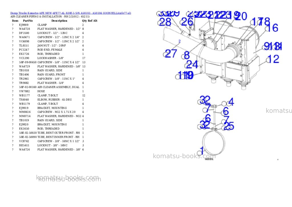 Komatsu AFE77-AL 830E-5 S/N A50103 - A50104 GOONYELLA Parts catalog cover Page 6