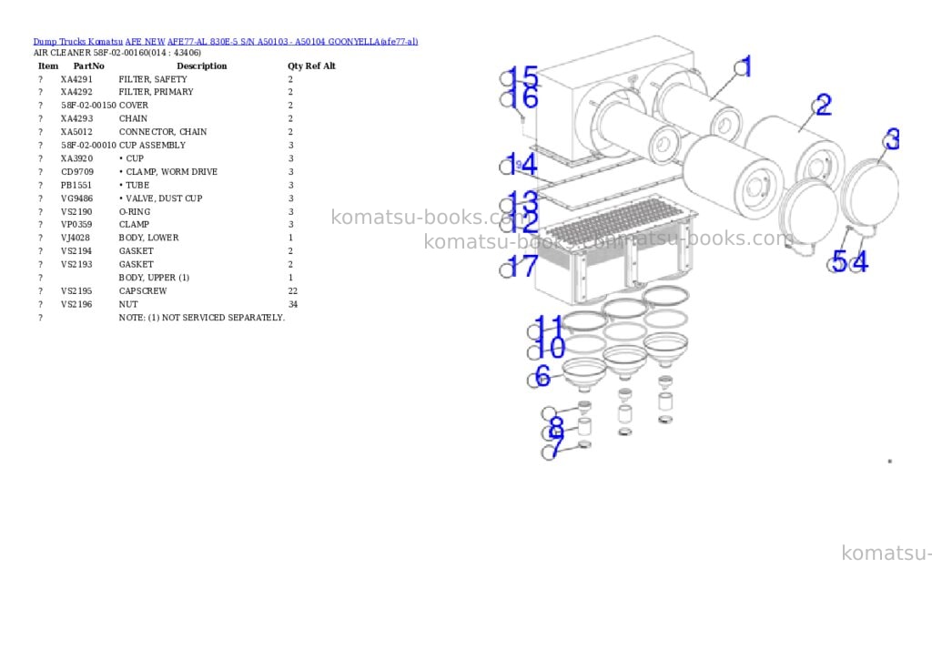 Komatsu AFE77-AL 830E-5 S/N A50103 - A50104 GOONYELLA Parts catalog cover Page 7