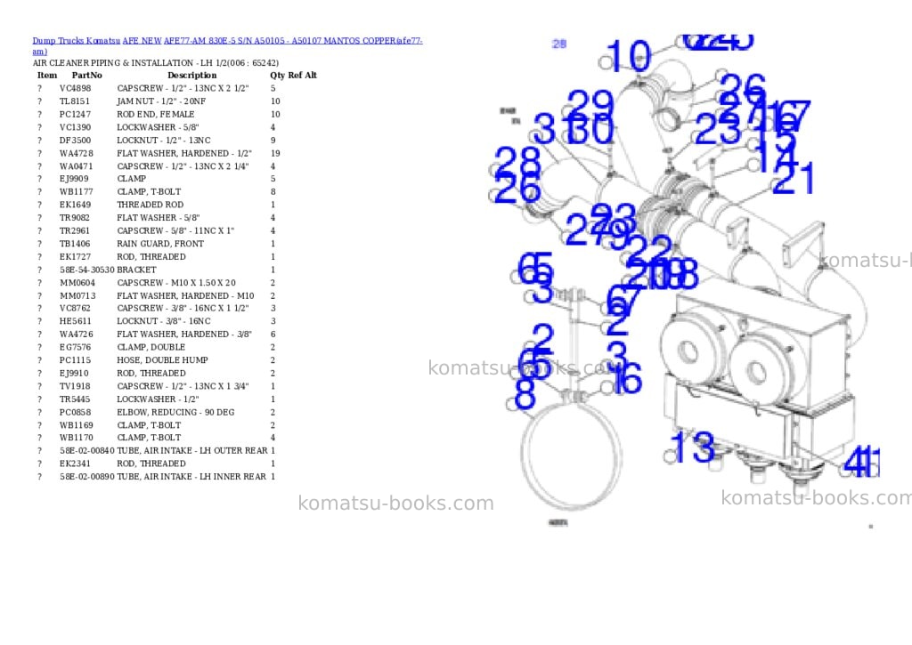 Komatsu AFE77-AM 830E-5 S/N A50105 - A50107 MANTOS COPPER Parts catalog cover Page 3