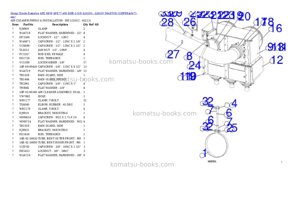 Komatsu AFE77-AM 830E-5 S/N A50105 - A50107 MANTOS COPPER Parts catalog cover Page 6