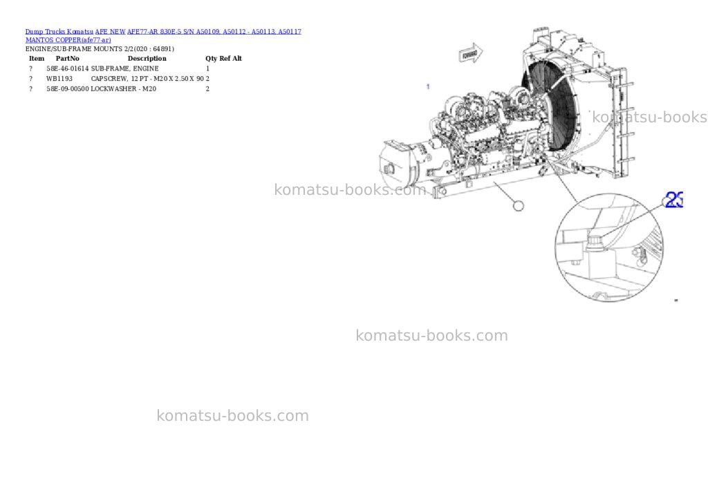 Komatsu AFE77-AR 830E-5 S/N A50109, A50112 - A50113, A50117 MANTOS COPPER Parts catalog cover Page 10 Komatsu AFE77-AR 830E-5 S/N A50109, A50112 - A50113, A50117 MANTOS COPPER Parts catalog cover Page 10