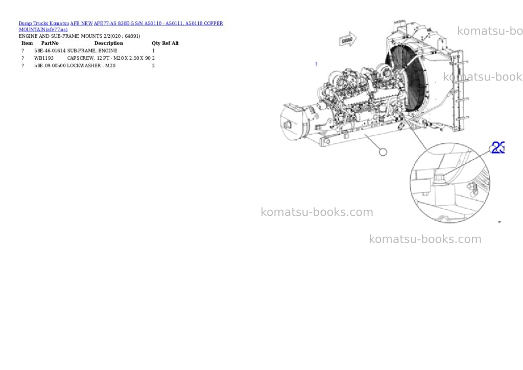 Komatsu AFE77-AS 830E-5 S/N A50110 - A50111, A50118 COPPER MOUNTAIN Parts catalog cover Page 10