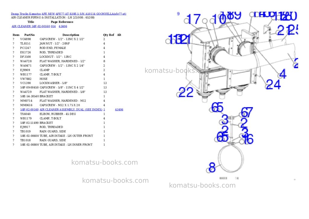 Komatsu AFE77-AT 830E-5 S/N A50114 GOONYELLA Parts catalog cover Page 4