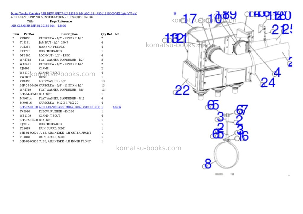 Komatsu AFE77-AU 830E-5 S/N A50115 - A50116 GOONYELLA Parts catalog cover Page 4