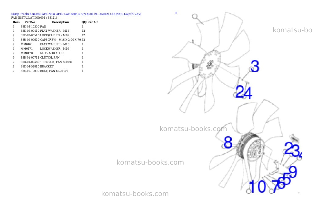 Komatsu AFE77-AV 830E-5 S/N A50119 - A50121 GOONYELLA Parts catalog cover Page 2