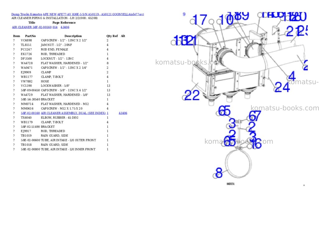 Komatsu AFE77-AV 830E-5 S/N A50119 - A50121 GOONYELLA Parts catalog cover Page 4