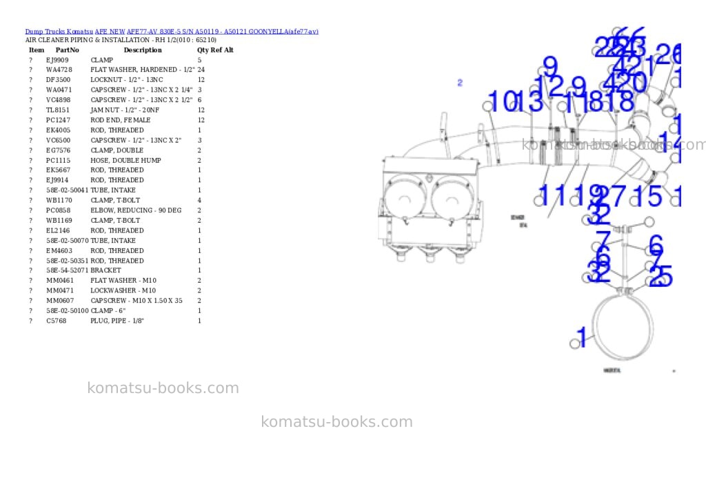 Komatsu AFE77-AV 830E-5 S/N A50119 - A50121 GOONYELLA Parts catalog cover Page 5