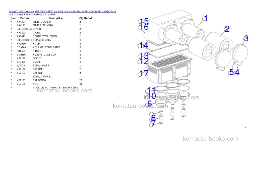 Komatsu AFE77-AV 830E-5 S/N A50119 - A50121 GOONYELLA Parts catalog cover Page 7