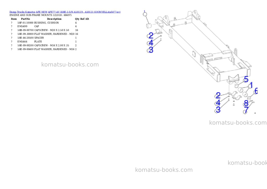 Komatsu AFE77-AV 830E-5 S/N A50119 - A50121 GOONYELLA Parts catalog cover Page 9