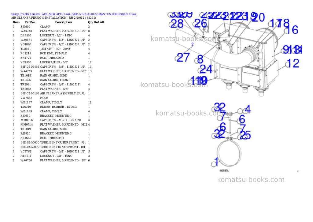 Komatsu AFE77-AW 830E-5 S/N A50122 MANTOS COPPER Parts catalog cover Page 6 Komatsu AFE77-AW 830E-5 S/N A50122 MANTOS COPPER Parts catalog cover Page 6