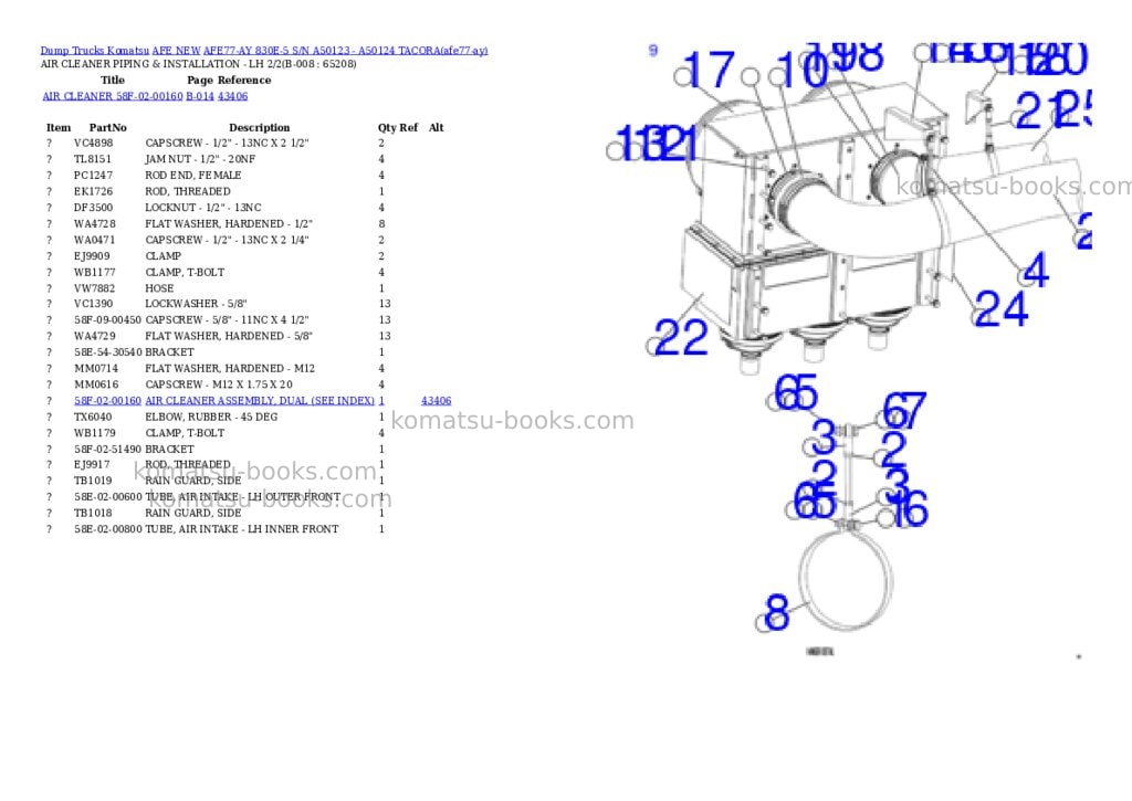 Komatsu AFE77-AY 830E-5 S/N A50123 - A50124 TACORA Parts catalog cover Page 4