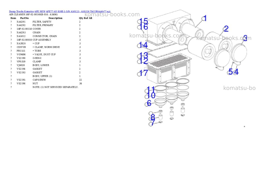 Komatsu AFE77-AY 830E-5 S/N A50123 - A50124 TACORA Parts catalog cover Page 7