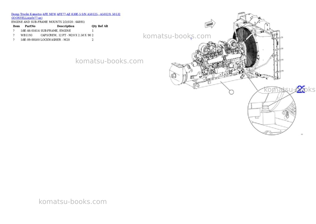 Komatsu AFE77-AZ 830E-5 S/N A50125 - A50129, 50132 GOONYELLA Parts catalog cover Page 10 Komatsu AFE77-AZ 830E-5 S/N A50125 - A50129, 50132 GOONYELLA Parts catalog cover Page 10