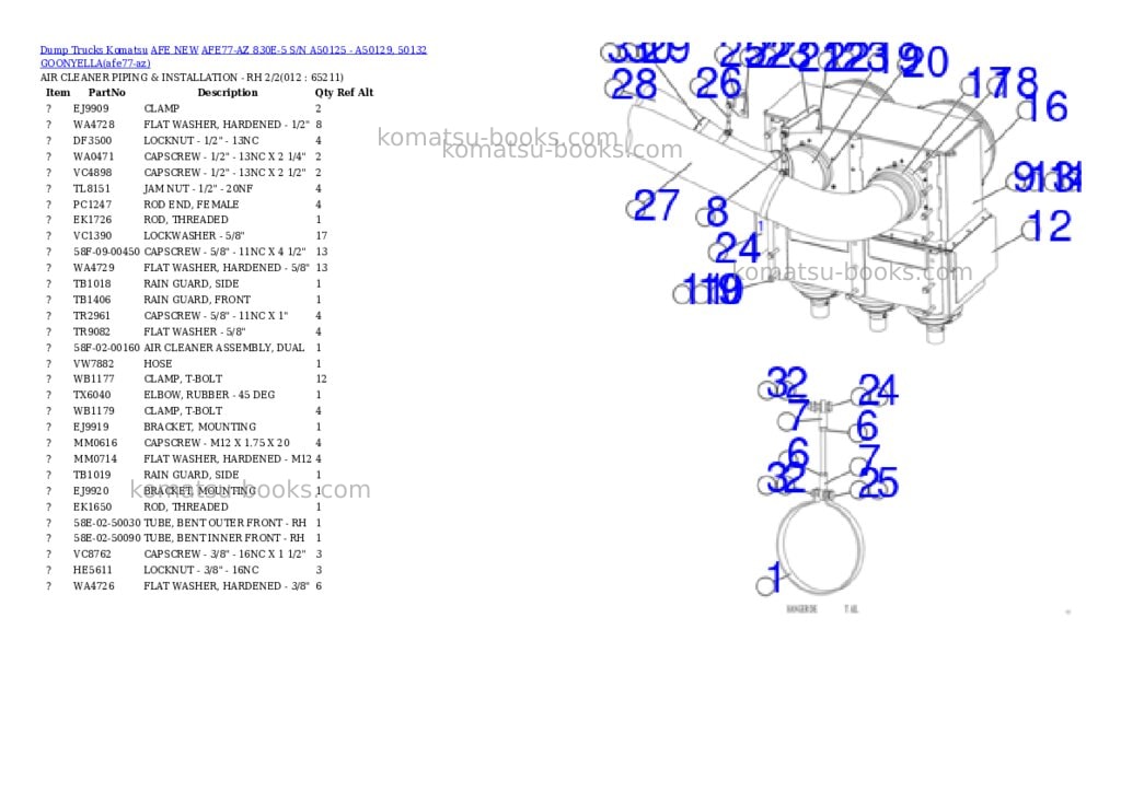 Komatsu AFE77-AZ 830E-5 S/N A50125 - A50129, 50132 GOONYELLA Parts catalog cover Page 6 Komatsu AFE77-AZ 830E-5 S/N A50125 - A50129, 50132 GOONYELLA Parts catalog cover Page 6