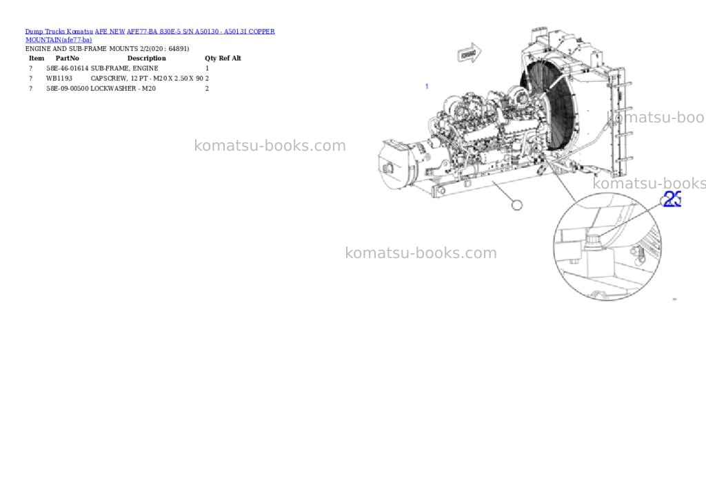 Komatsu AFE77-BA 830E-5 S/N A50130 - A50131 COPPER MOUNTAIN Parts catalog cover Page 10 Komatsu AFE77-BA 830E-5 S/N A50130 - A50131 COPPER MOUNTAIN Parts catalog cover Page 10