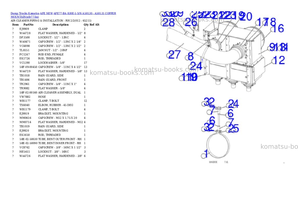 Komatsu AFE77-BA 830E-5 S/N A50130 - A50131 COPPER MOUNTAIN Parts catalog cover Page 6 Komatsu AFE77-BA 830E-5 S/N A50130 - A50131 COPPER MOUNTAIN Parts catalog cover Page 6