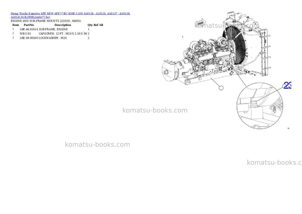 Komatsu AFE77-BC 830E-5 S/N A50134 - A50135, A50137 - A50138, A50141 KOLOMELA Parts catalog cover Page 10 Komatsu AFE77-BC 830E-5 S/N A50134 - A50135, A50137 - A50138, A50141 KOLOMELA Parts catalog cover Page 10