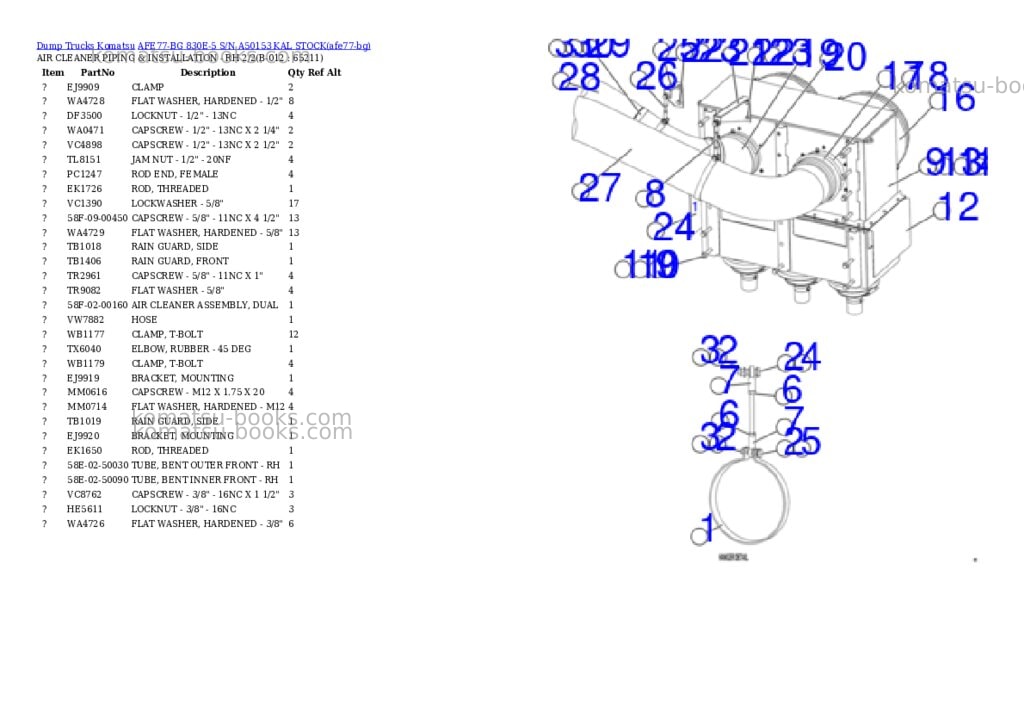 Komatsu AFE77-BG 830E-5 S/N A50153 KAL STOCK Parts catalog cover Page 6
