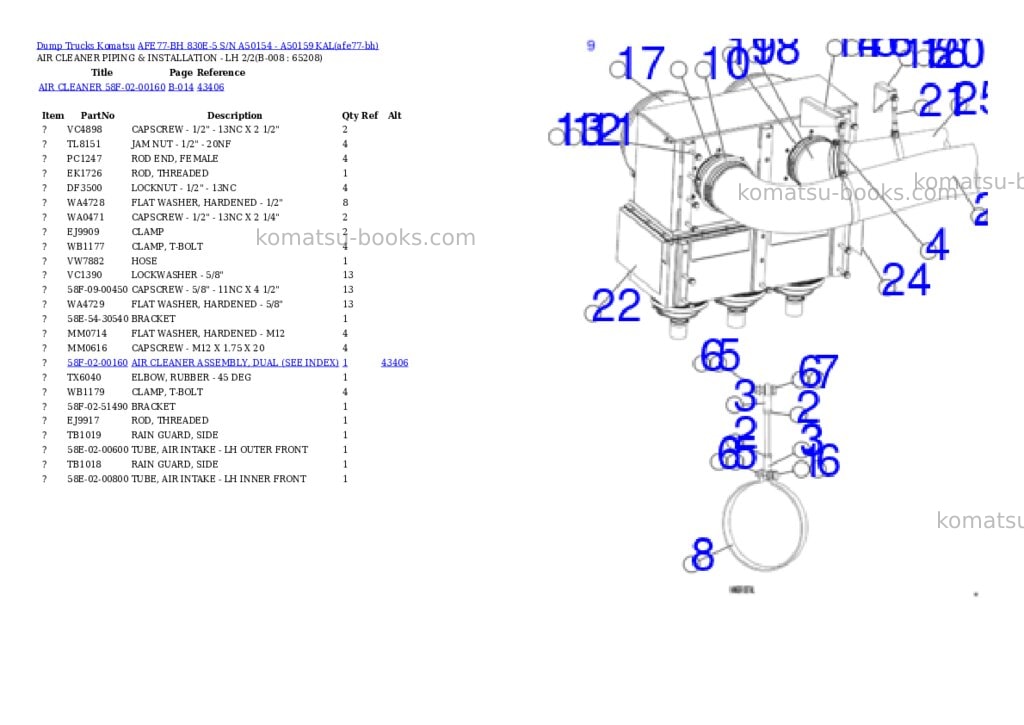 Komatsu AFE77-BH 830E-5 S/N A50154 - A50159 KAL Parts catalog cover Page 4 Komatsu AFE77-BH 830E-5 S/N A50154 - A50159 KAL Parts catalog cover Page 4