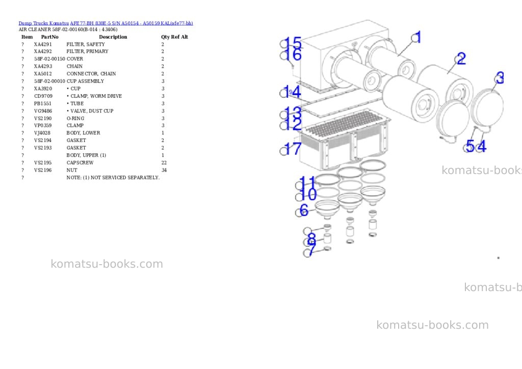 Komatsu AFE77-BH 830E-5 S/N A50154 - A50159 KAL Parts catalog cover Page 7 Komatsu AFE77-BH 830E-5 S/N A50154 - A50159 KAL Parts catalog cover Page 7