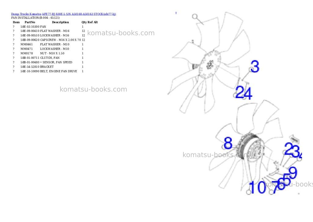 Komatsu AFE77-BJ 830E-5 S/N A50160-A50163 STOCK Parts catalog cover Page 2