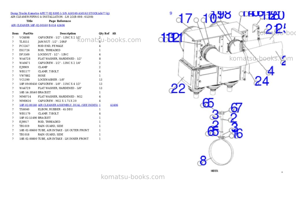 Komatsu AFE77-BJ 830E-5 S/N A50160-A50163 STOCK Parts catalog cover Page 4