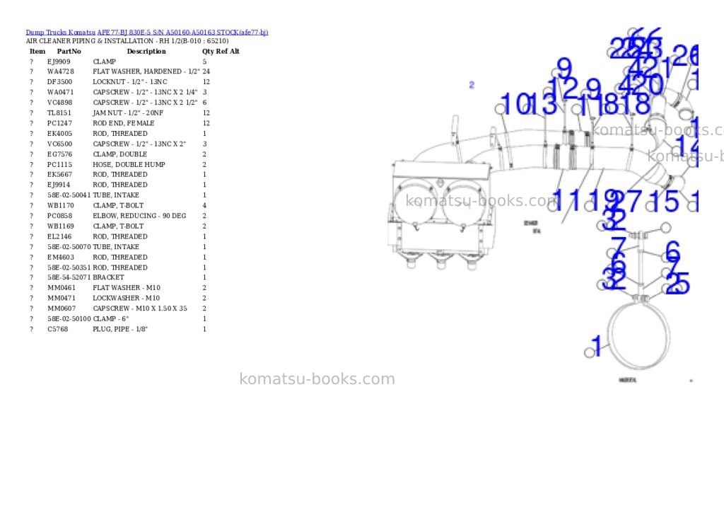 Komatsu AFE77-BJ 830E-5 S/N A50160-A50163 STOCK Parts catalog cover Page 5