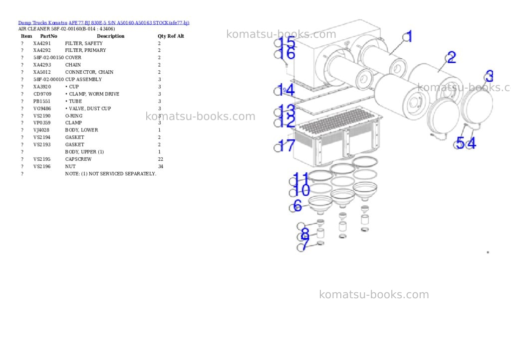 Komatsu AFE77-BJ 830E-5 S/N A50160-A50163 STOCK Parts catalog cover Page 7