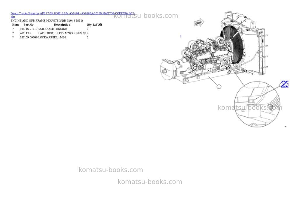 Komatsu AFE77-BK 830E-5 S/N A50164 - A50166,A50169,MANTOS COPPER Parts catalog cover Page 10