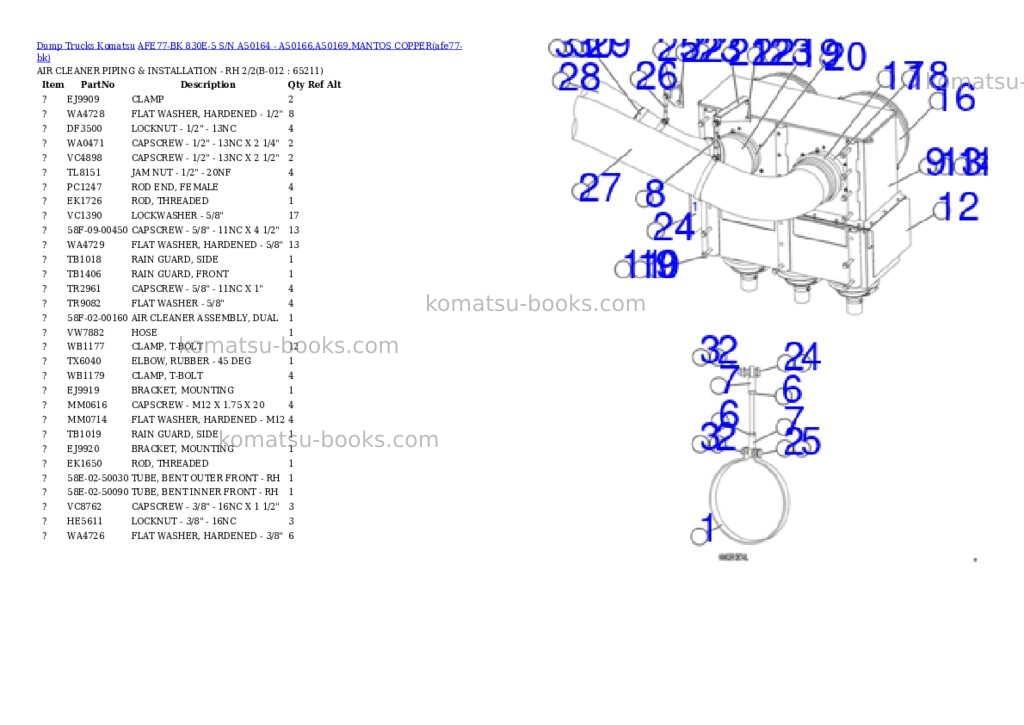 Komatsu AFE77-BK 830E-5 S/N A50164 - A50166,A50169,MANTOS COPPER Parts catalog cover Page 6