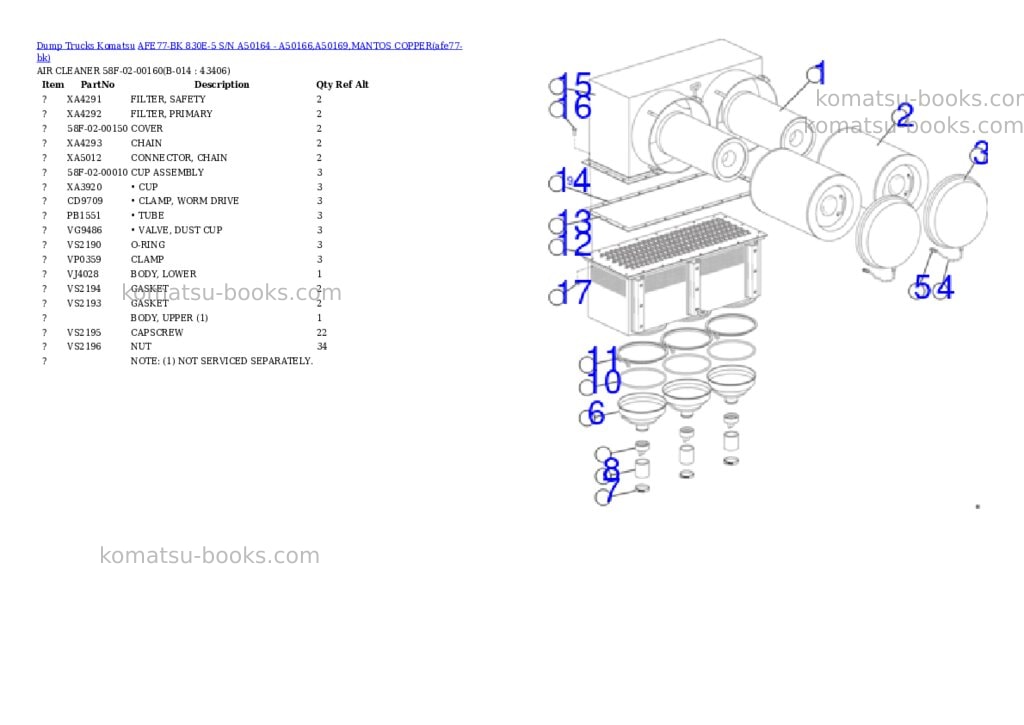 Komatsu AFE77-BK 830E-5 S/N A50164 - A50166,A50169,MANTOS COPPER Parts catalog cover Page 7