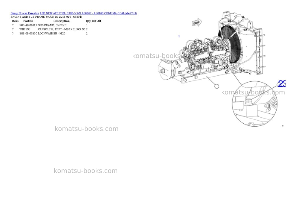 Komatsu AFE77-BL 830E-5 S/N A50167 - A50168 CONUMA COAL Parts catalog cover Page 10 Komatsu AFE77-BL 830E-5 S/N A50167 - A50168 CONUMA COAL Parts catalog cover Page 10