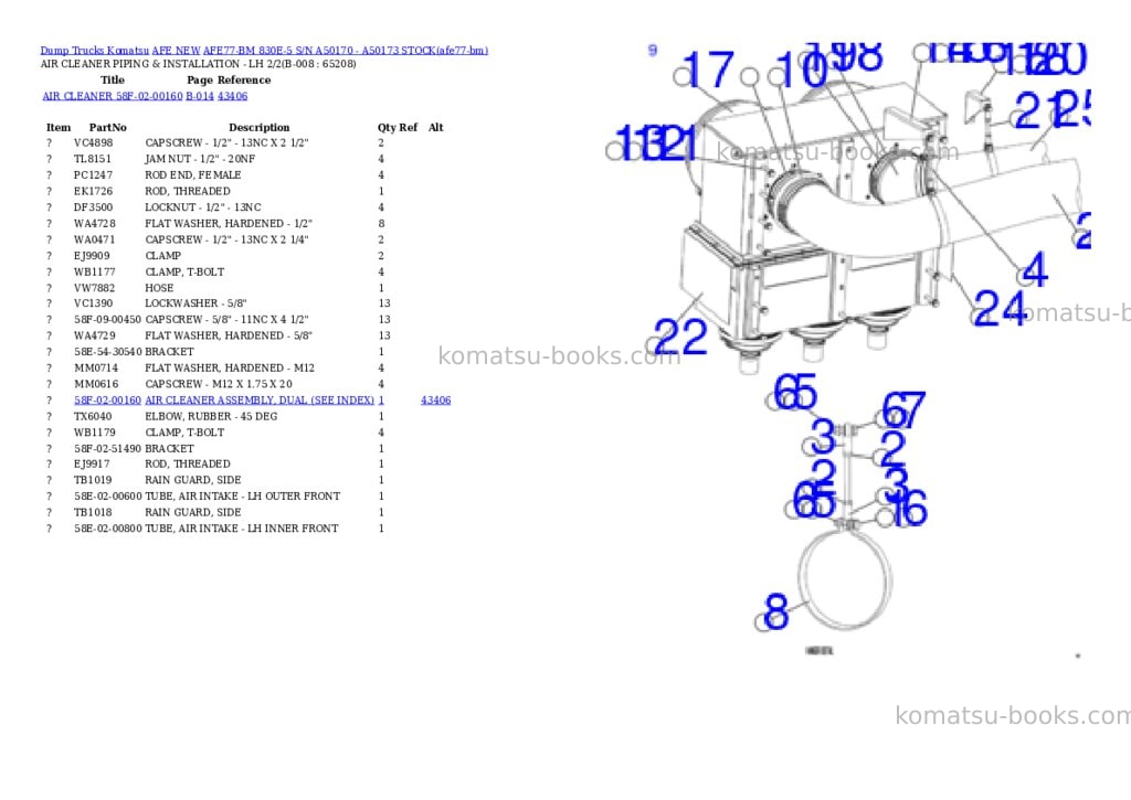 Komatsu AFE77-BM 830E-5 S/N A50170 - A50173 STOCK Parts catalog cover Page 4